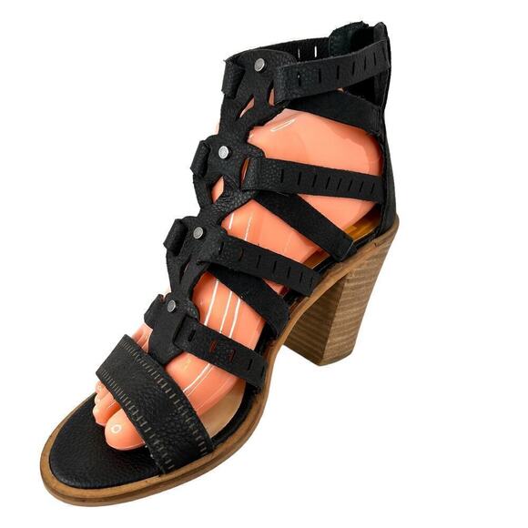 DOLCE VITA the Lain Block Heel Leather Sandal in Black Women's Size 7 - Picture 7 of 12